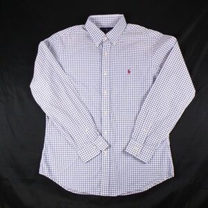 Ralph Lauren button-down Shirt Men's Size Large Slim Fit Blue/White